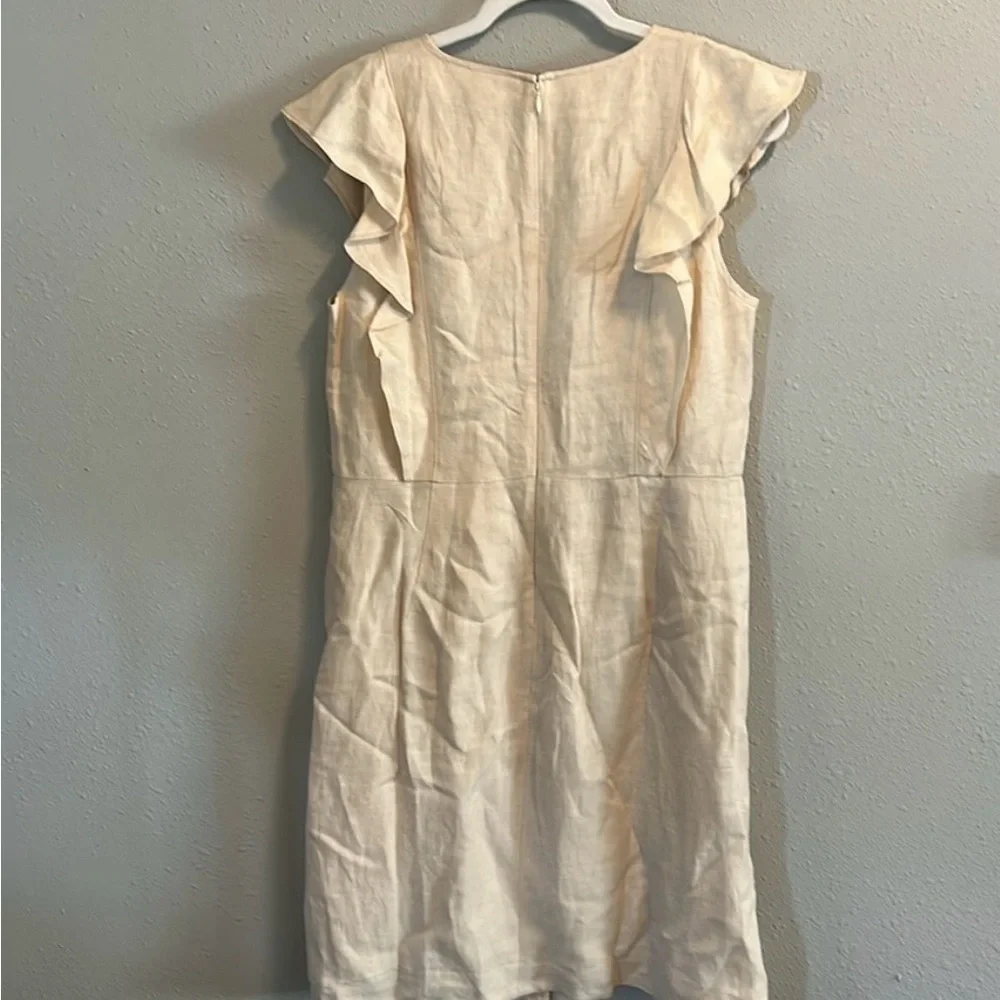 J.Crew Linen Ruffle Sleeve Button-Front Dress with Pockets - Size‎ 00